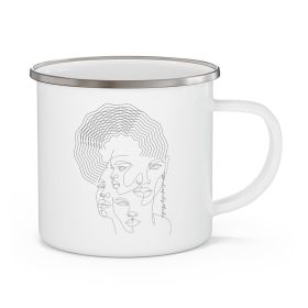 Enamel Camping Mug, Every Woman Is Wonderfully Made Black Illustration