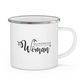 Enamel Camping Mug, Quintessential Woman Black Illustration