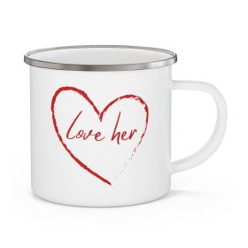 Enamel Camping Mug, Say It Soul Love Her, Red