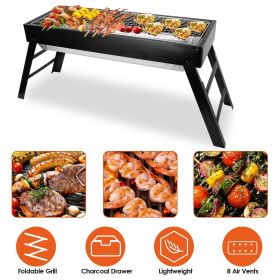 Foldable Charcoal BBQ Grill Stainless Steel Grill Net Easy Setup Portable Tabletop Barbecue Grill for Camping Picnic Outdoor Party Backyard