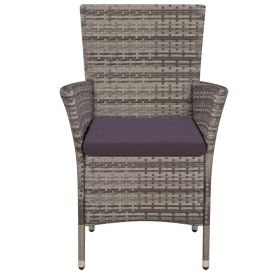 vidaXL Patio Chairs 2 pcs with Cushions Poly Rattan Gray (Option: as picture)