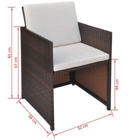 vidaXL Patio Chairs 2 pcs with Cushions and Pillows Poly Rattan Brown (Option: as picture)