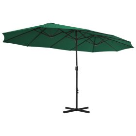 vidaXL Garden Parasol with Aluminum Pole 181.1"x106.3" Green (Option: as picture)