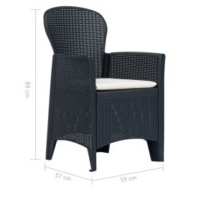 vidaXL 3 Piece Bistro Set Plastic Rattan Anthracite (Option: as picture)