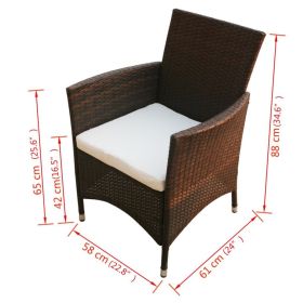 vidaXL Patio Chairs 2 pcs Poly Rattan Brown (Option: as picture)