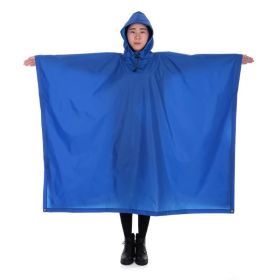 Multi-Usage Lightweight Hooded Rain Poncho Picnic Mat Blanket Sun Shelter (Color: Blue, Type: Camping supplies)