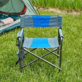 1-piece Padded Folding Outdoor Chair with Storage Pockets,Lightweight Oversized Directors Chair for indoor, Outdoor Camping, Picnics and Fishing (Color: as Pic)