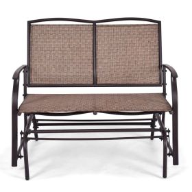 Iron Patio Rocking Chair for Outdoor Backyard and Lawn (Color: brown)