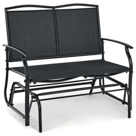 Iron Patio Rocking Chair for Outdoor Backyard and Lawn (Color: Black)