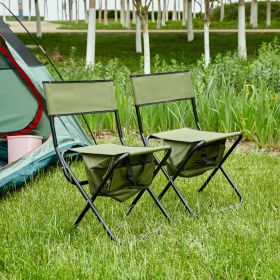 2-piece Folding Outdoor Chair with Storage Bag, Portable Chair for indoor, Outdoor Camping, Picnics and Fishing,Green (Color: as Pic)