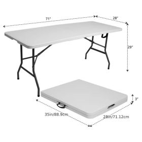 4FT/6FT Durable Plastic Folding Table w/Handles & Lock - Portable Indoor/Outdoor Picnic Dining Table for Camping, Parties, White (size: Six inches)